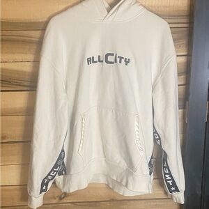 Just Don All City pullover Hoodie XXL white and cream with black embroidery